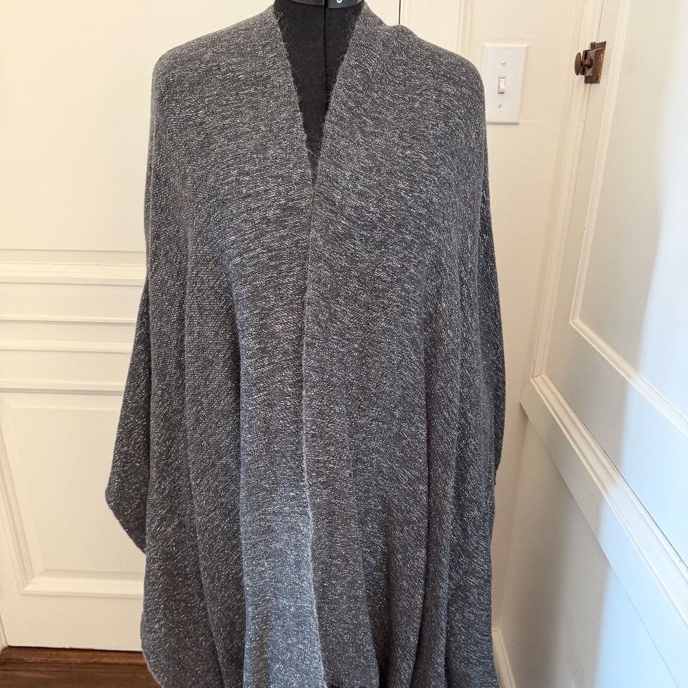 Cashmere Alpaca Lurex Fringe Poncho